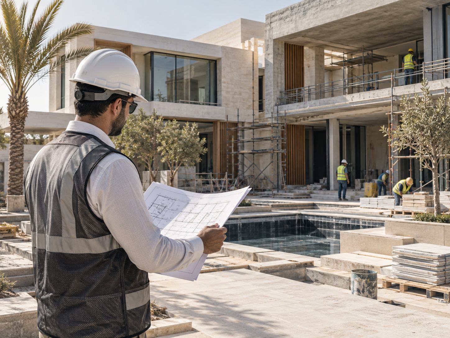 إشراف هندسي على موقع مشروع إنشائي في الإمارات